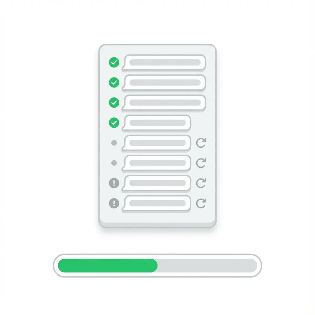 Message Status & Visibility - track sent, failed indicators and retry failed numbers