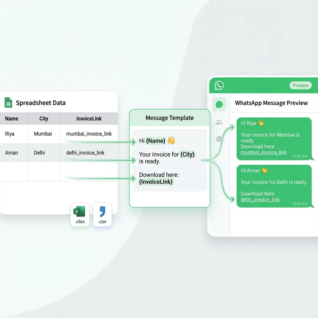 Sheet WA personalization and templates for bulk WhatsApp messages